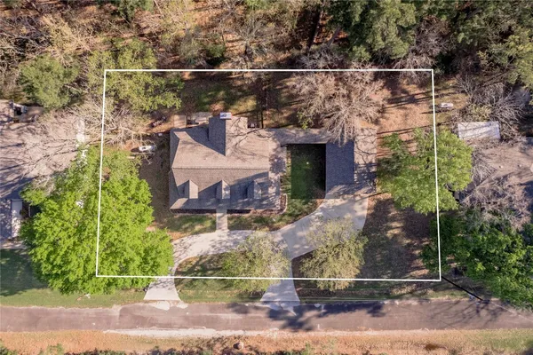 an aerial view of a house