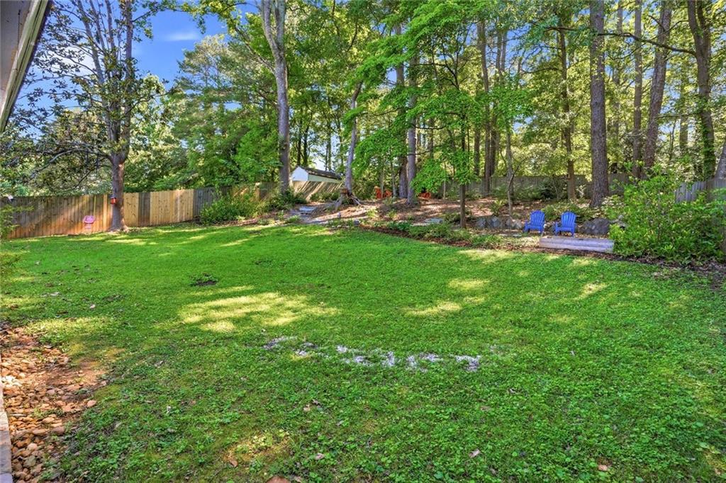 1430 Thomas Road Decatur, GA 30030 - Photo 34 of 42 a view of a backyard with a garden and fire pit