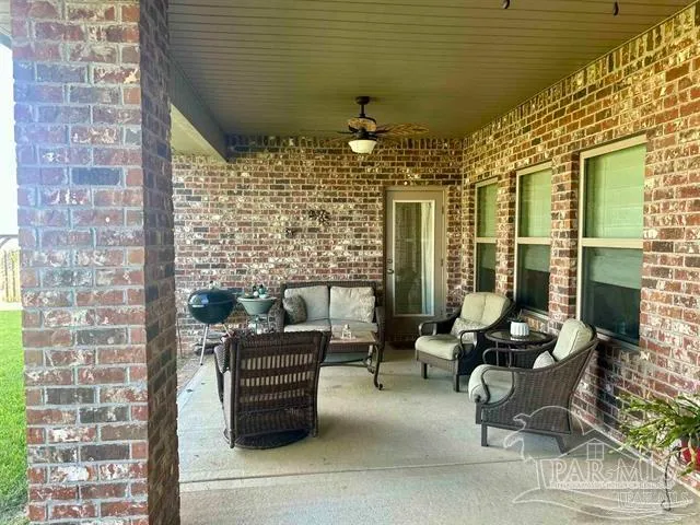 a outdoor living space with furniture