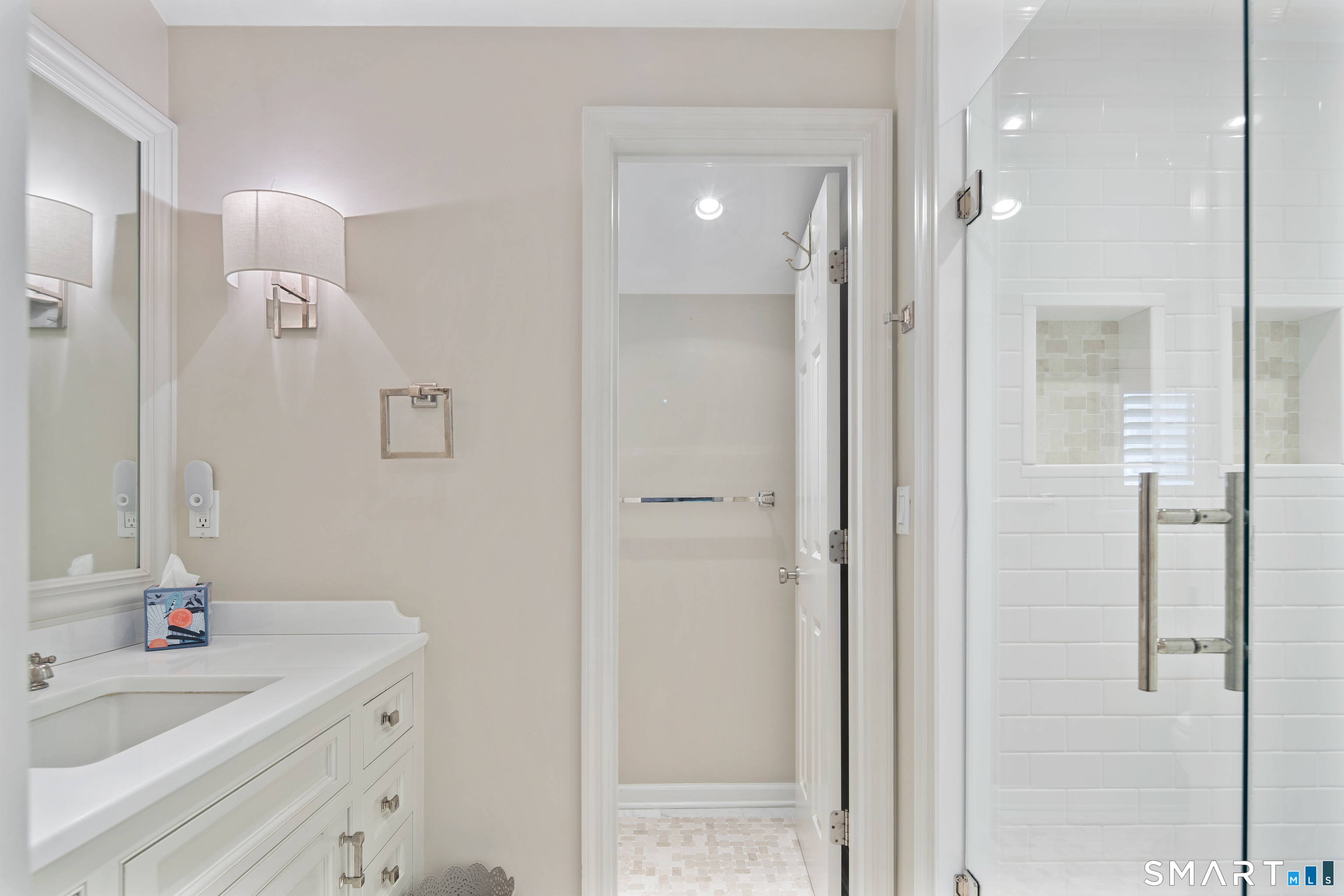 11 McLaren Road South Darien, CT 06820 - Photo 39 of 40 a bathroom with a sink vanity granite tub and shower