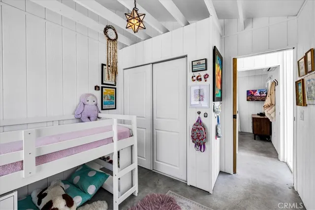 a storage room with cabinets
