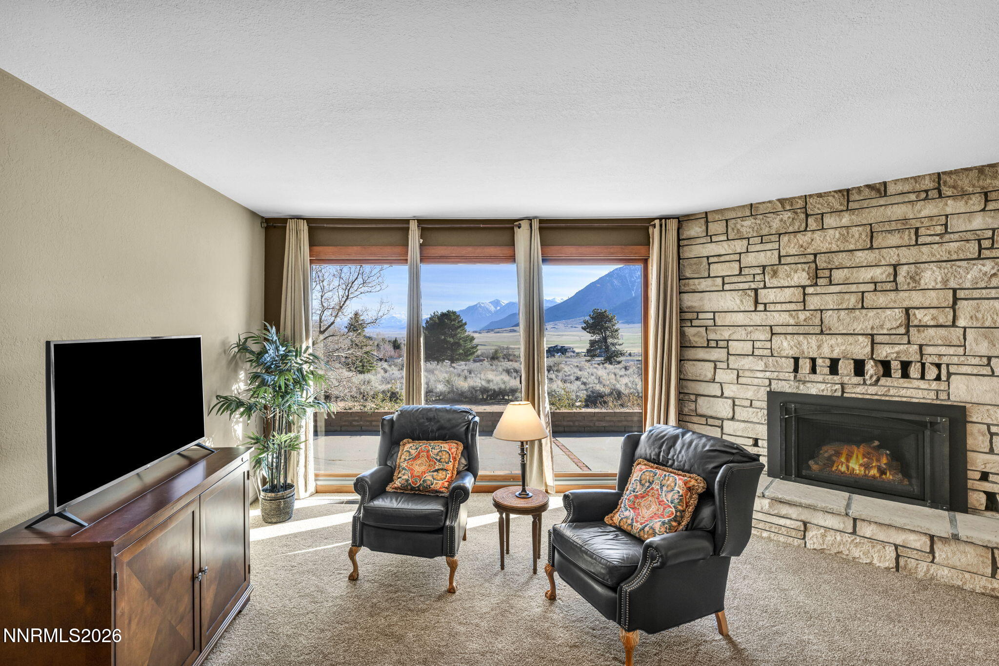 3464 Alpine View Court Carson City, NV 89705 - Photo 16 of 97 a living room with furniture a large window and a flat screen tv