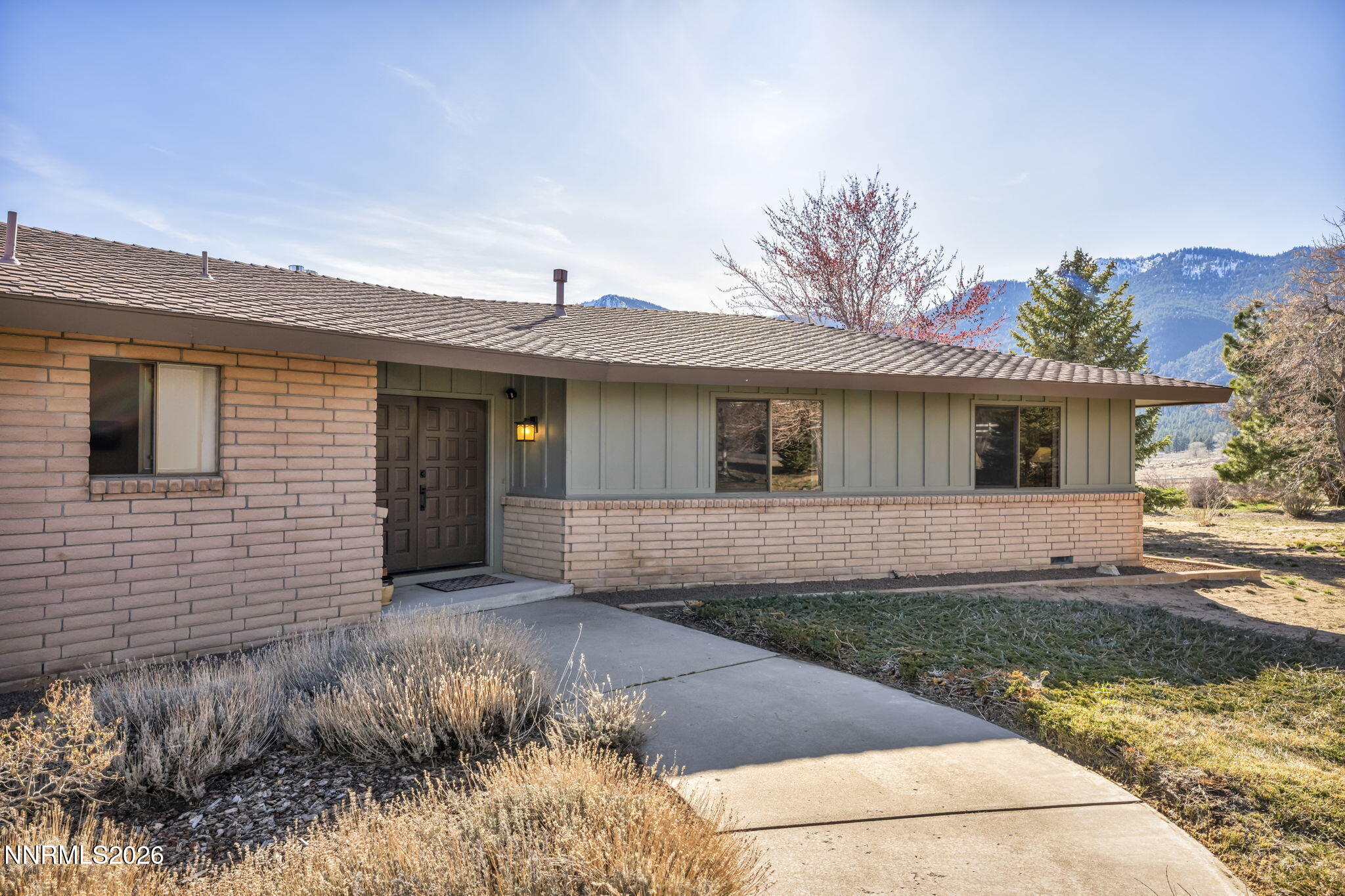 3464 Alpine View Court Carson City, NV 89705 - Photo 87 of 97 a front view of a house with a garden and plants