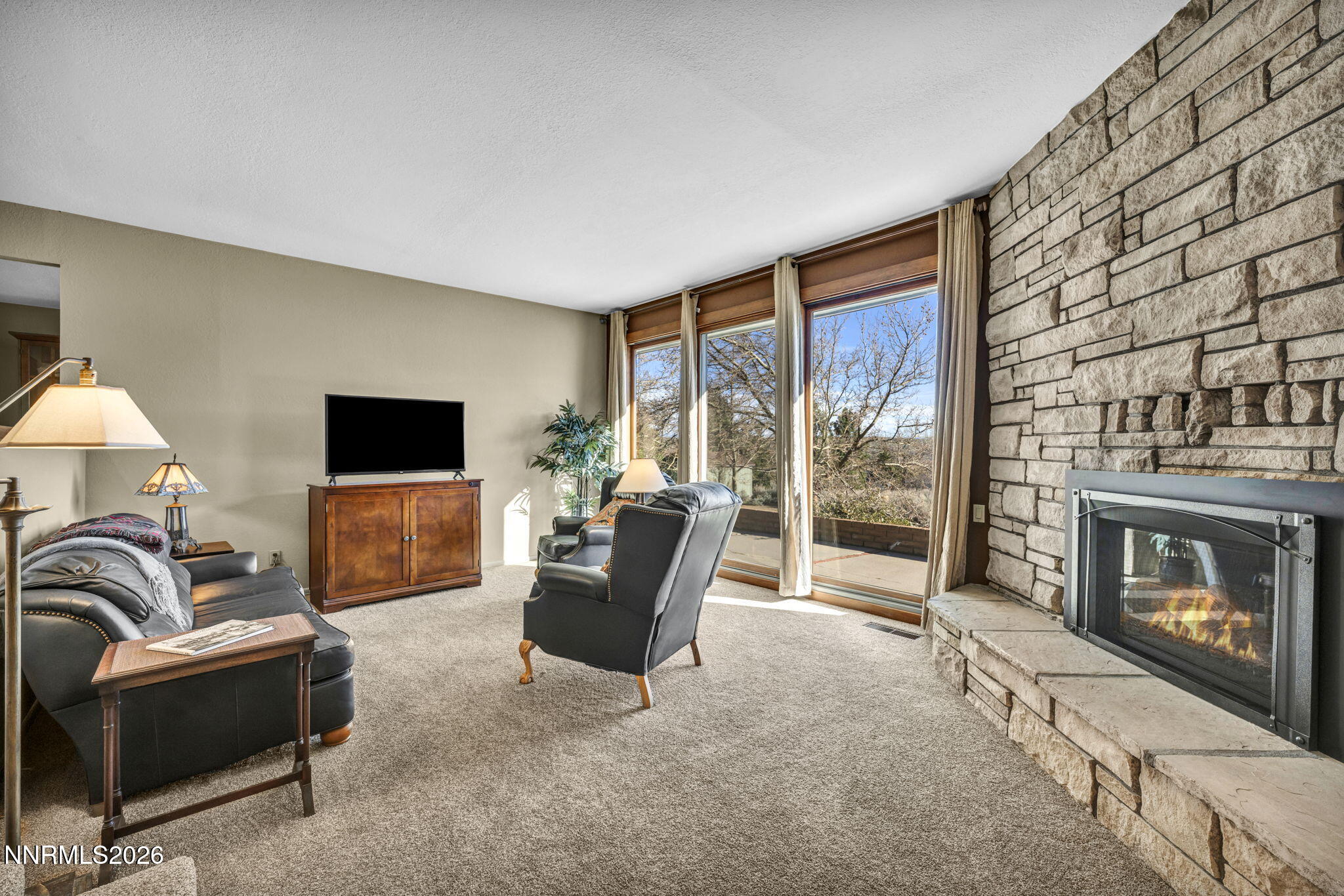 3464 Alpine View Court Carson City, NV 89705 - Photo 10 of 97 a living room with furniture a flat screen tv and a fireplace