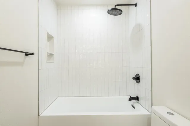 a bathroom with a bathtub