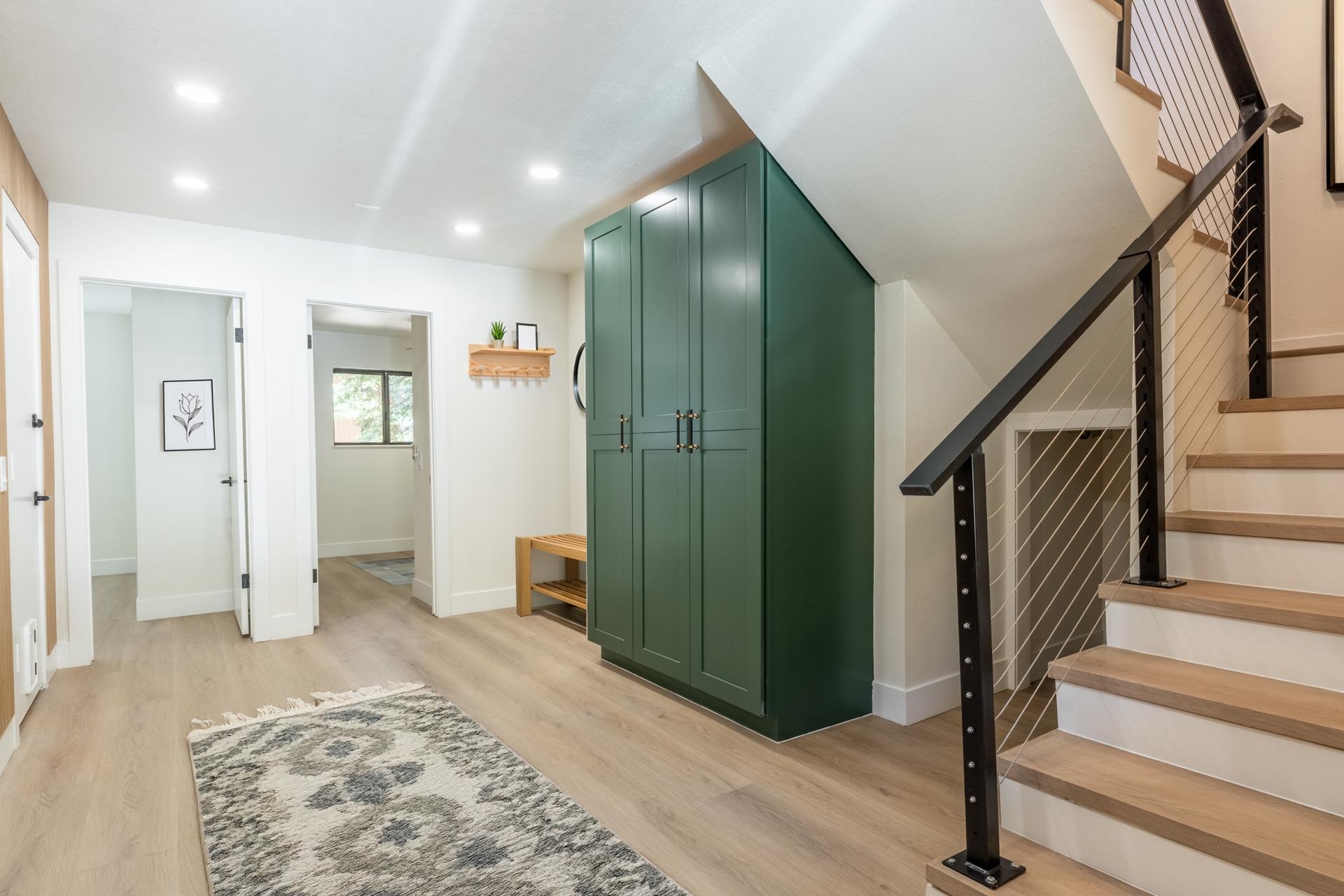 235 Forest Trail Mammoth Lakes, CA 93546 - Photo 4 of 35 Mudroom with light wood-type flooring and recessed lighting. Virtually staged.