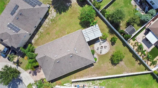 an aerial view of a house