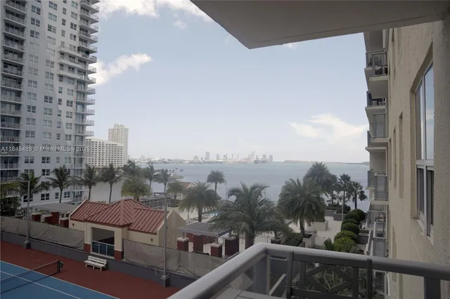 a view of a city with tall buildings