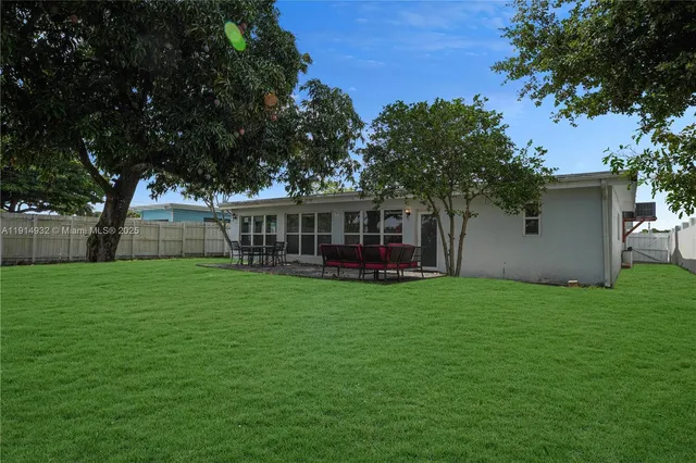 a view of a house with a backyard