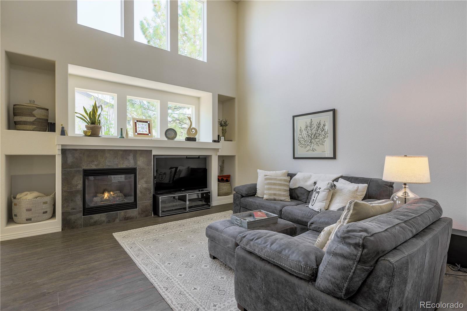 3754 Broadview Place Castle Rock, CO 80109 - Photo 6 of 43 a living room with furniture and a fireplace
