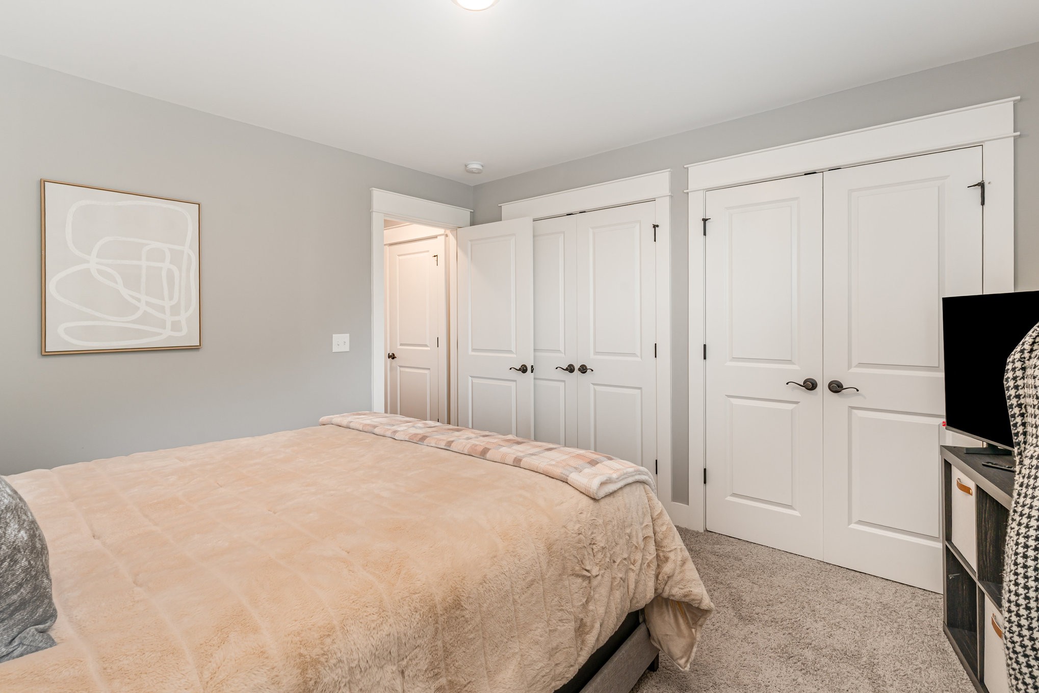 203 Caroline Way Mount Juliet, TN 37122 - Photo 27 of 37 a bedroom with a bed and a flat tv screen on the dresser