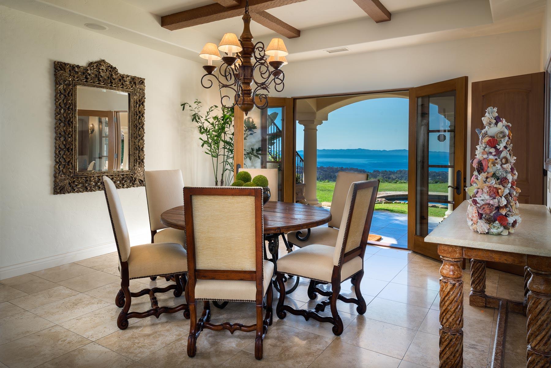 2220 Bella Vista Drive Montecito, CA 93108 - Photo 4 of 27 a dining room with furniture a chandelier and window