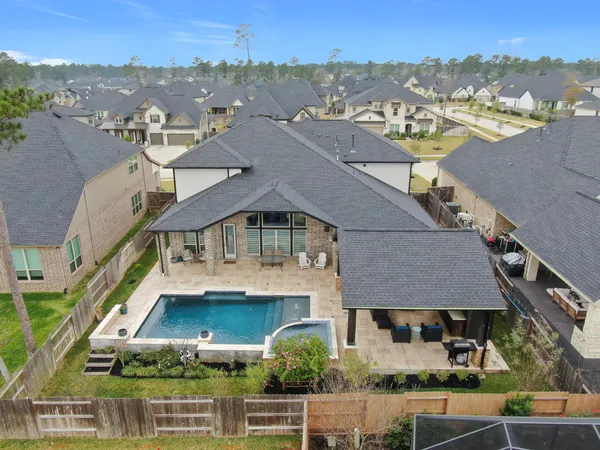 an aerial view of multiple houses