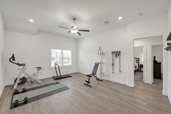 a view of a room with gym equipment