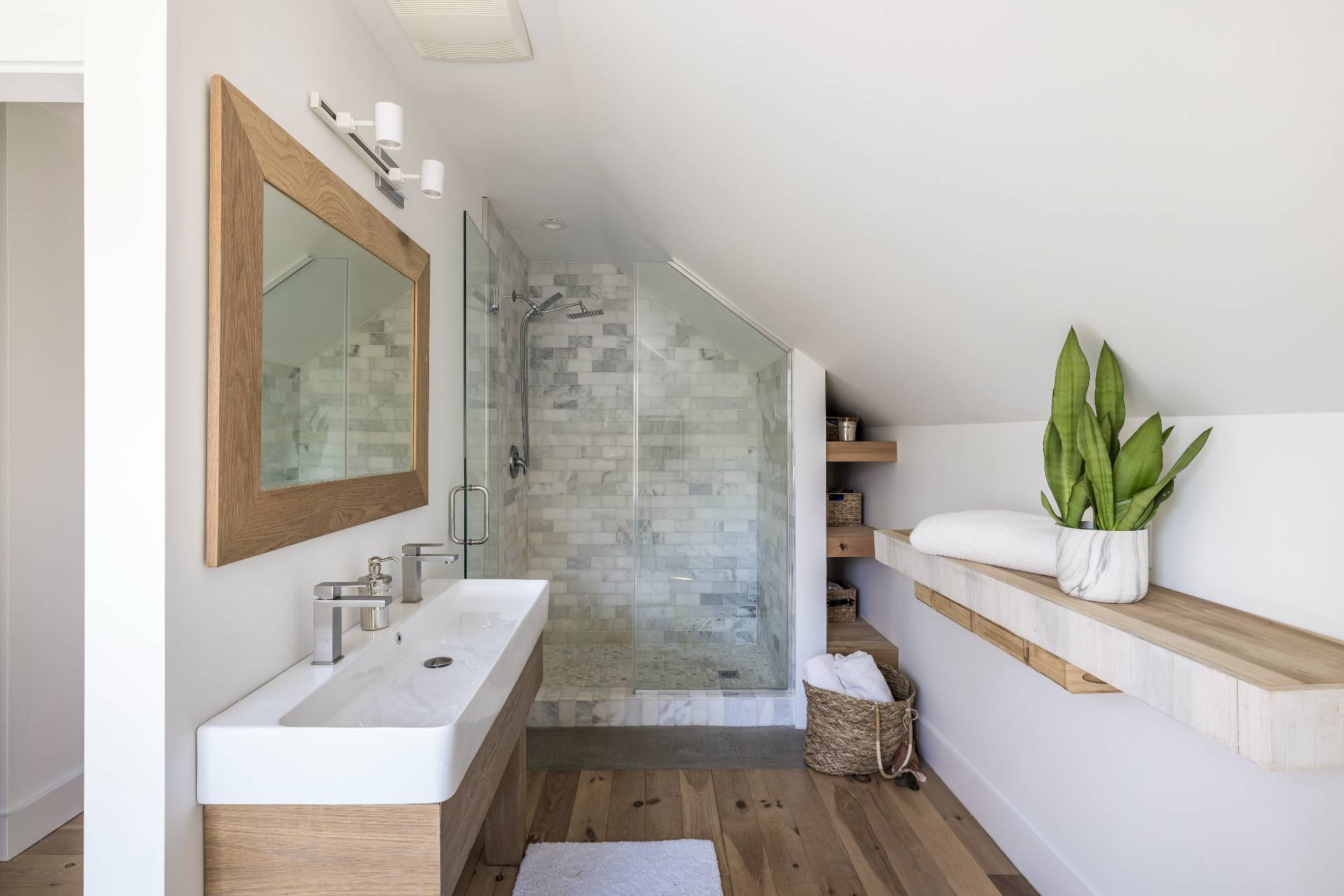 569 Toppings Path Sagaponack, NY 11962 - Photo 19 of 30 a bathroom with a granite countertop sink a mirror and shower
