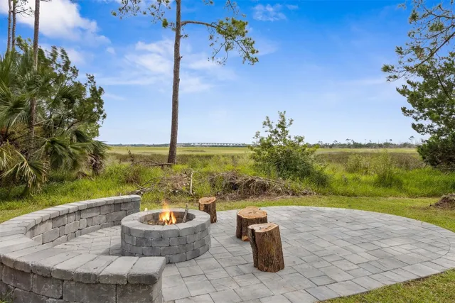 a view of a terrace with a garden