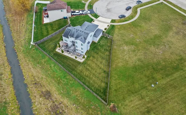 an aerial view of a house