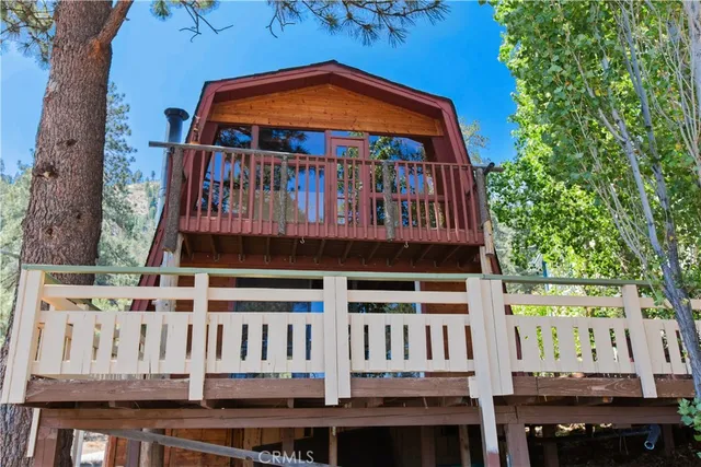 a view of a large building with a small yard