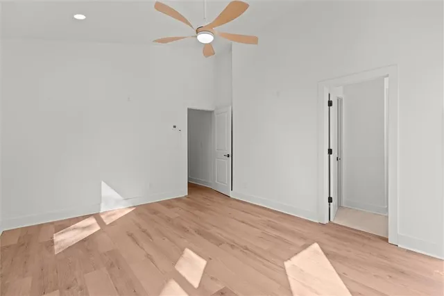 a view of an empty walk in closet