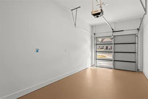 a view of a park with large trees