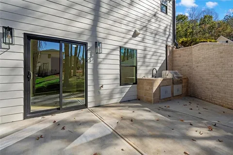 a backyard of a house with lots of green space