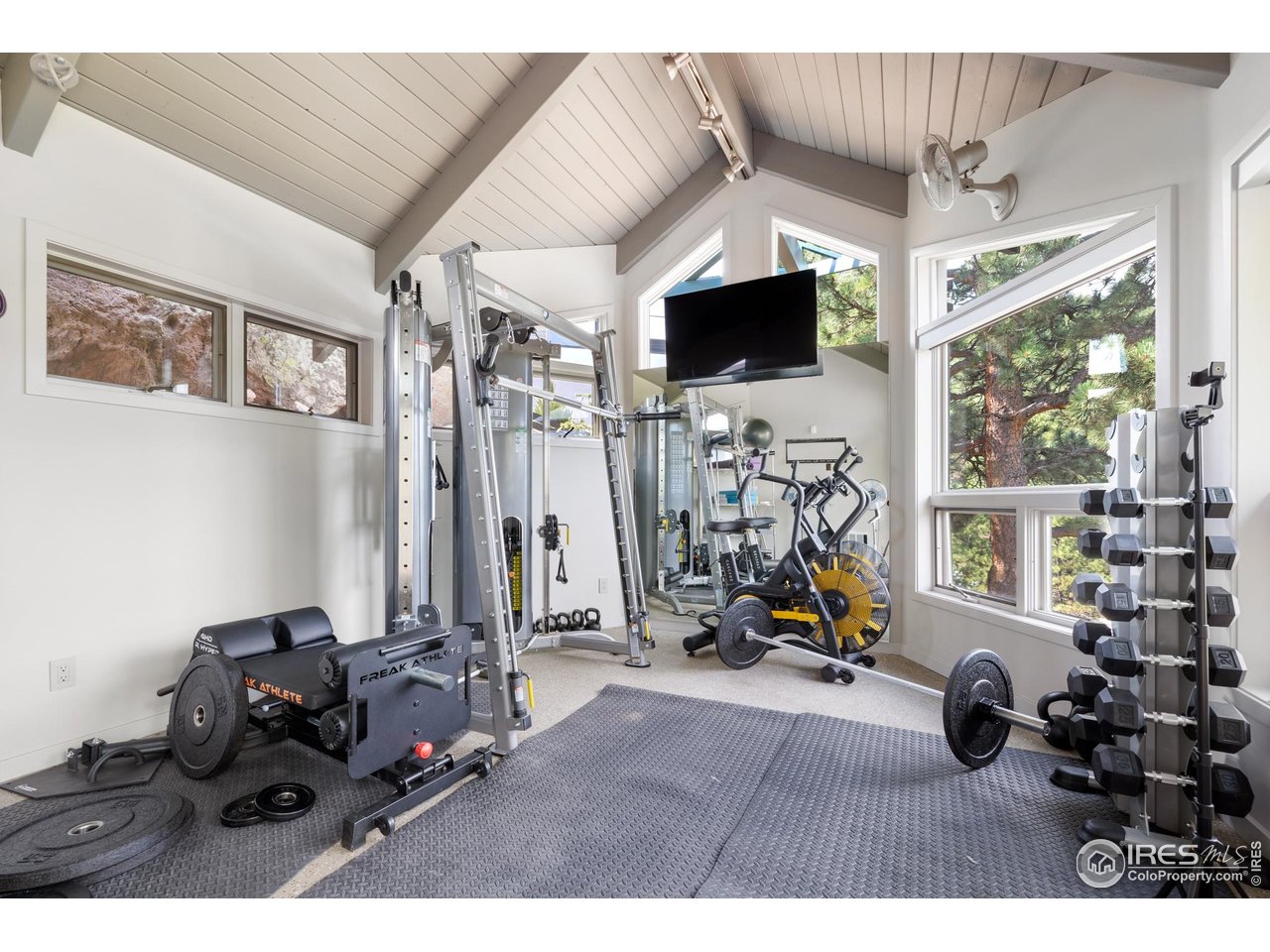 1145 Timber Lane Boulder, CO 80304 - Photo 30 of 40 a room with gym equipment and a large window