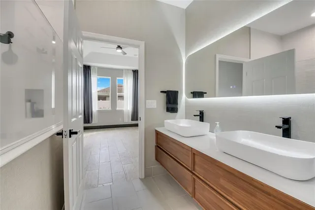 an aerial view of a house having outdoor space