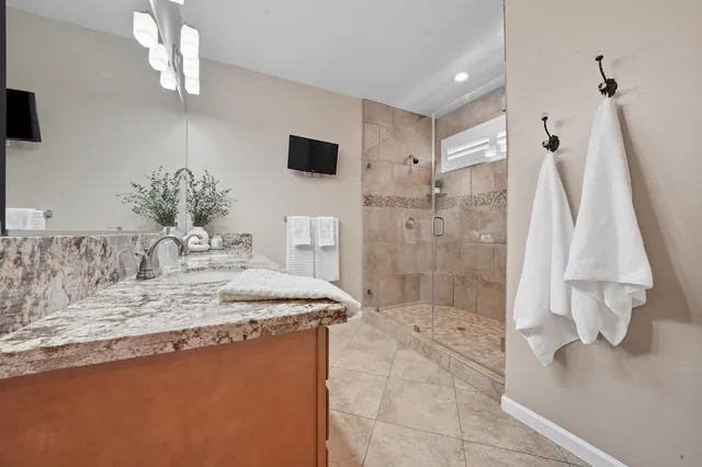 a bathroom with a shower