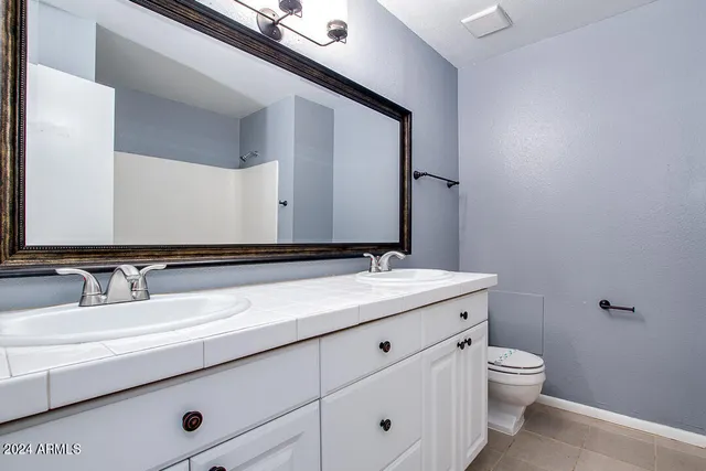 a bathroom with a toilet a sink and mirror