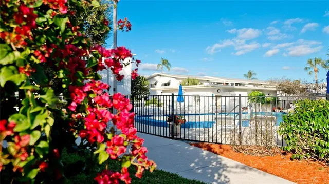 a view of a house with a small yard and plants