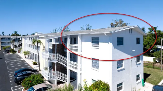 an outdoor view with patio