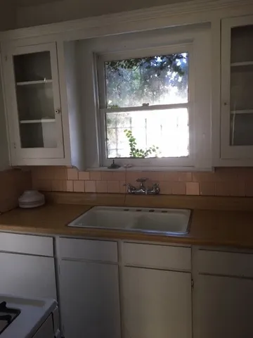 a sink with a window