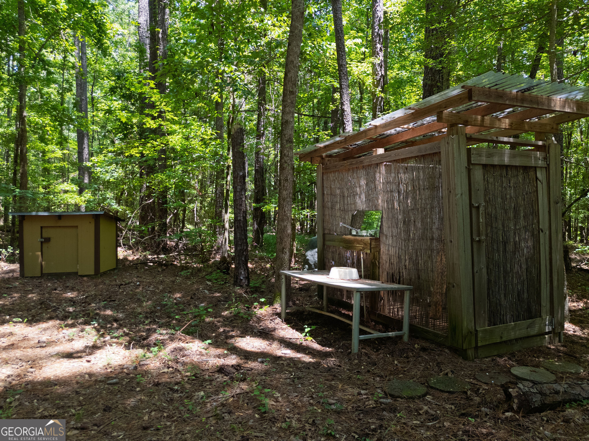 1638 Minor Road Culloden, GA 31016 - Photo 113 of 144 a view of backyard with table and chairs and a large tree