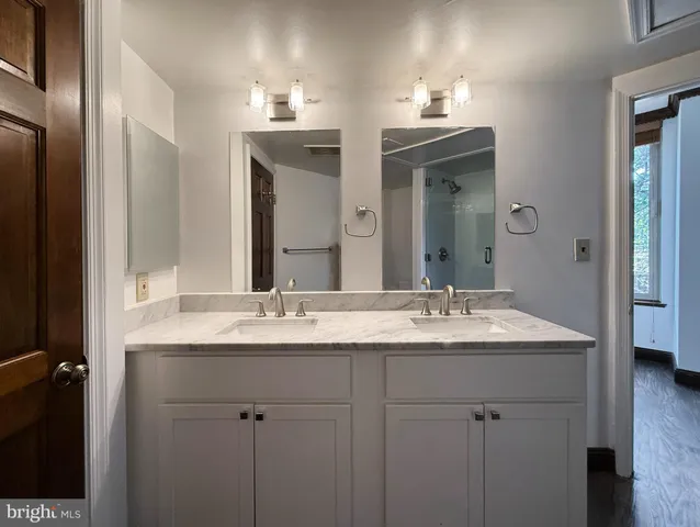 a bathroom with a shower