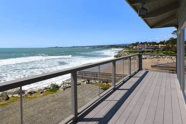 a view of ocean from a balcony