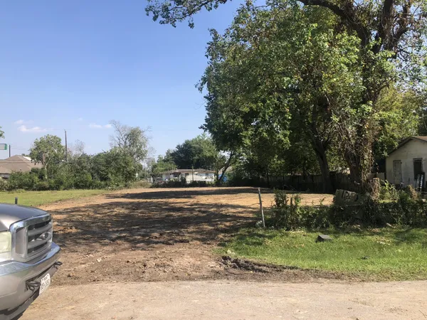 a view of a park that has large trees