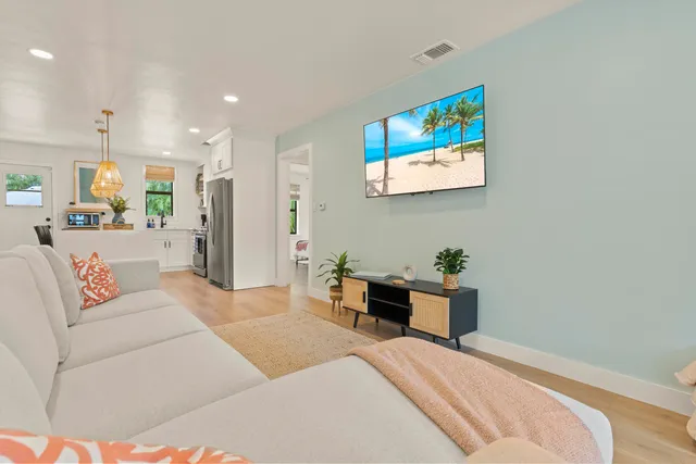 a bedroom with a bed and furniture