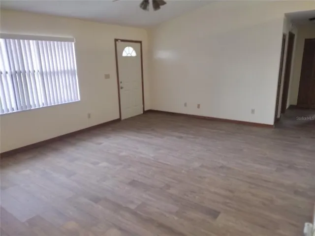 a view of a room with racks on the wall