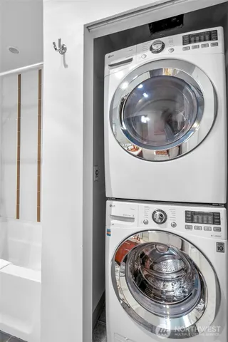 a utility room with dryer and washer