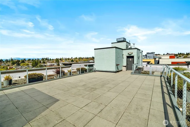 a view of a terrace with seating space