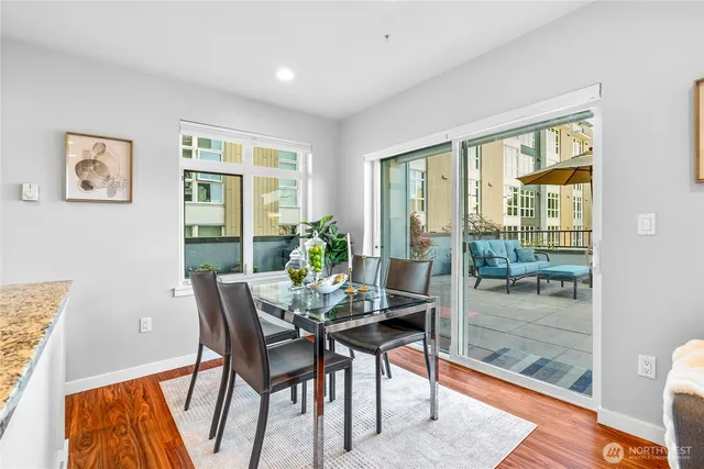 a view of a livingroom with furniture and front door