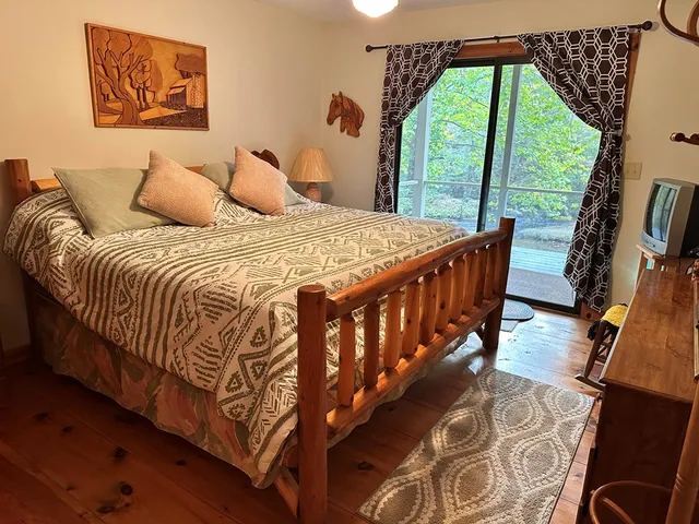 a bathroom with a shower curtain