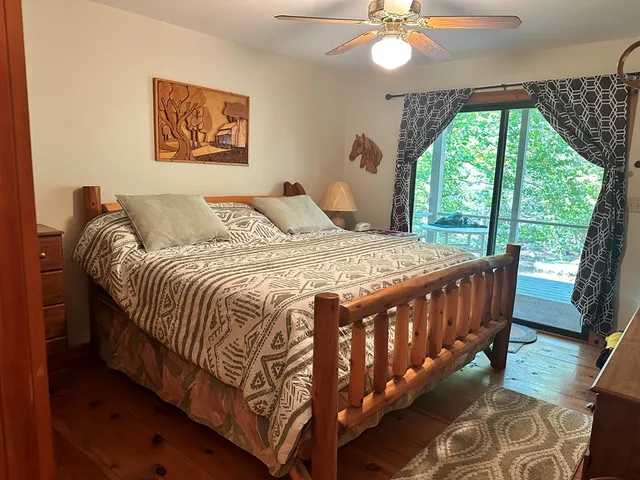 a view of a lake from a yard