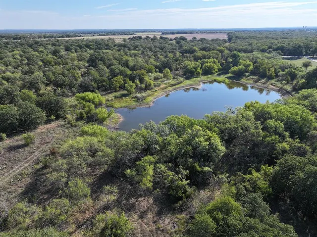 an aerial view of a houses and trees