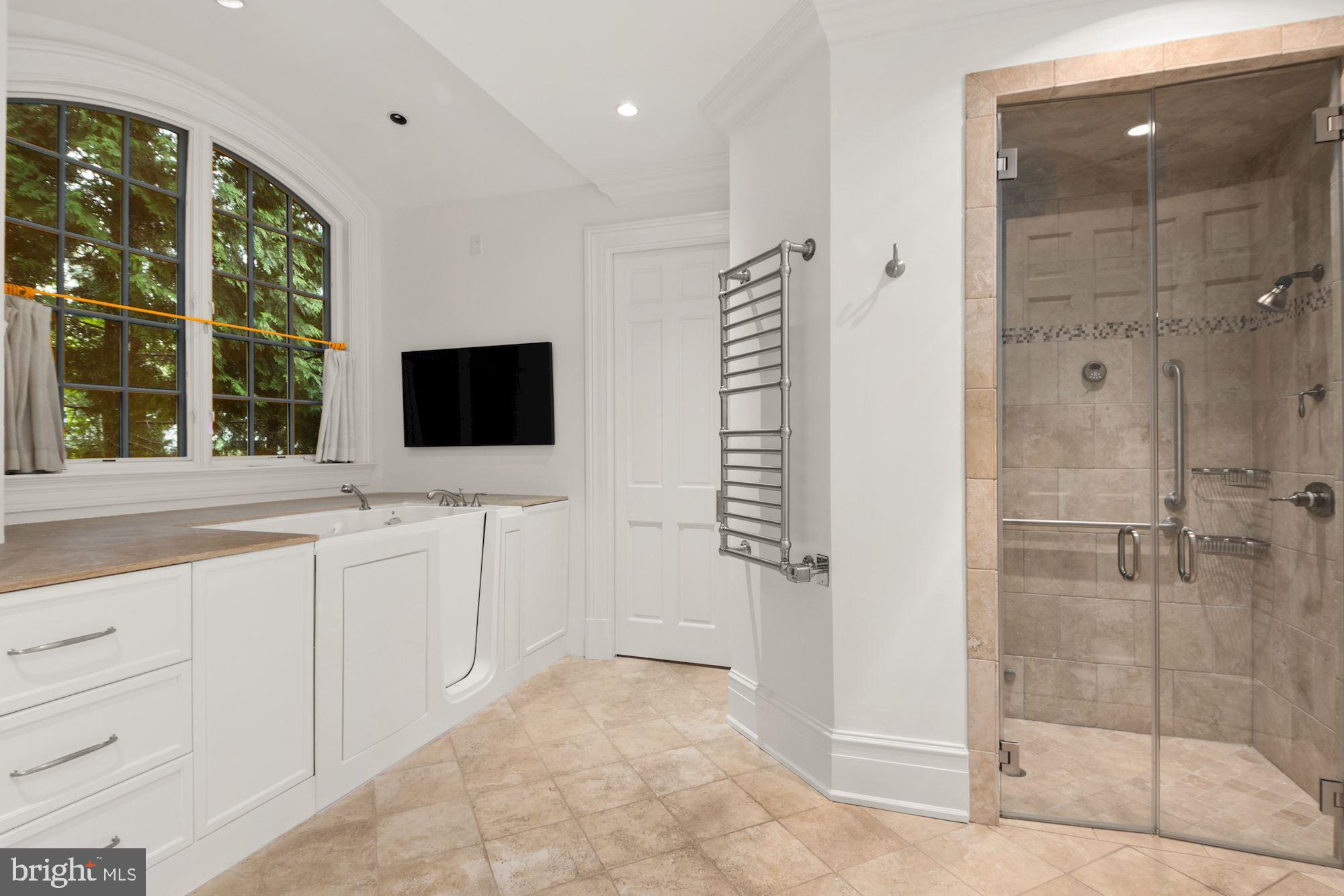 1107 Harvey Road McLean, VA 22101 - Photo 22 of 47 a bathroom with a shower a sink and a mirror