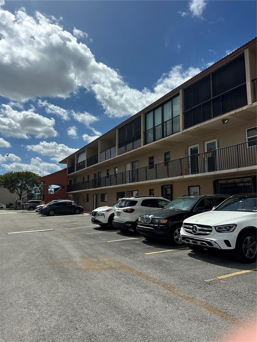 a car parked in front of a building