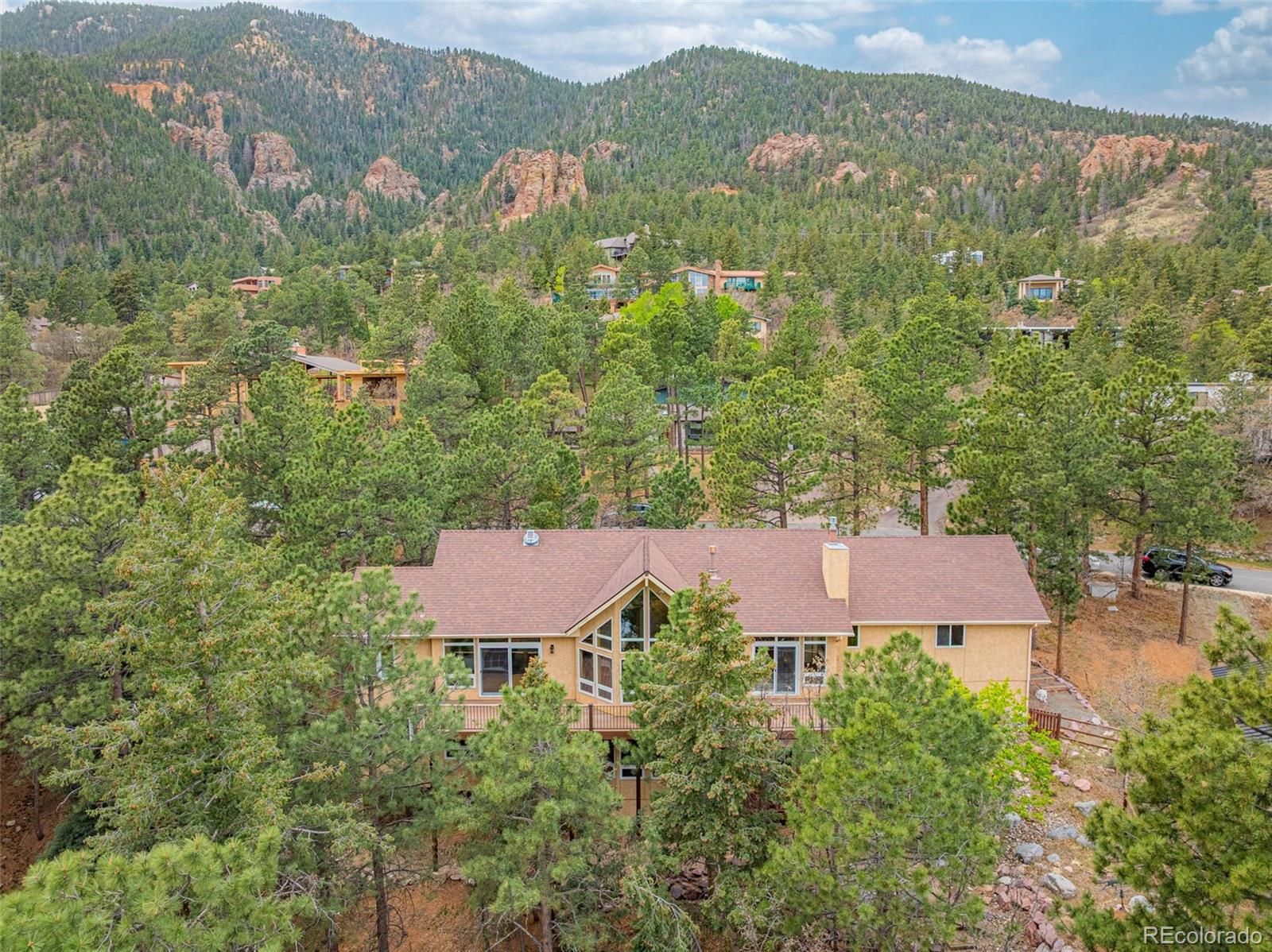 25 Leaming Road Colorado Springs, CO 80906 - Photo 6 of 48 an aerial view of residential houses with outdoor space and trees