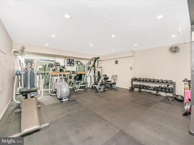 a view of a room with gym equipment