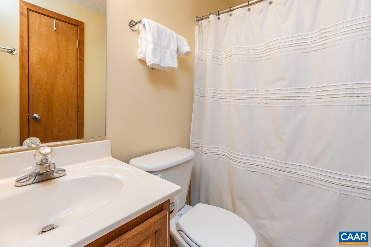 402 3 Ridges Roseland, VA 22967 - Photo 11 of 15 a bathroom with a sink a toilet and shower curtain