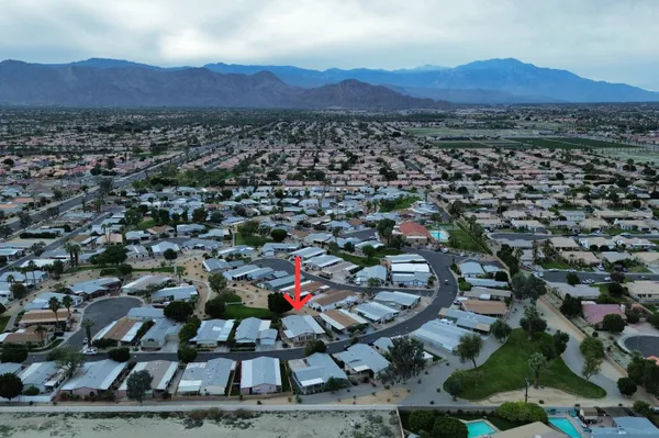 an aerial view of a and trees